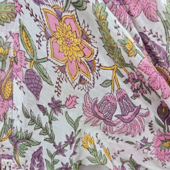 Daughters of India White Fuchsia Floral Kyra 100% Cotton Maxi Dress XS - Picture 16 of 16